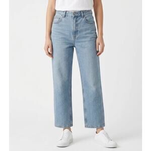 OAK + FORT Women’s Straight Leg Jeans Light Wash High Rise Cropped Denim